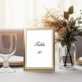 Numéro De Table Mariage minimaliste noir blanc à la bordure