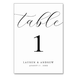 Numéro De Table Mariage minimaliste noir et blanc Événement pers