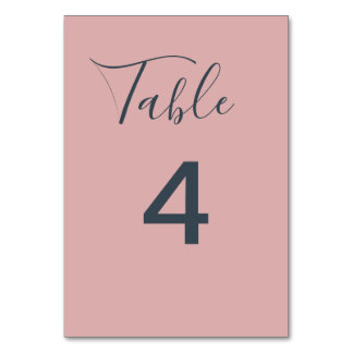 Numéro De Table Mariage Minimaliste Rose Poussiéreux
