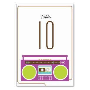 Numéro De Table Mariage Mixtape Indie de Boombox Rétro (violet/cha