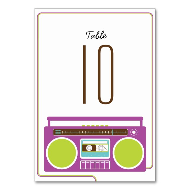 Numéro De Table Mariage Mixtape Indie de Boombox Rétro (violet/cha (Par défaut)