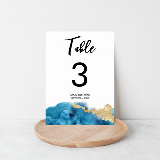 Numéro De Table Mariage Moderne à l'Ile de l'Océan à l'Aquarelle