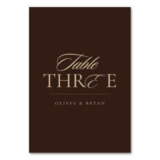 Numéro De Table Mariage Moderne au Chocolat et Mocha