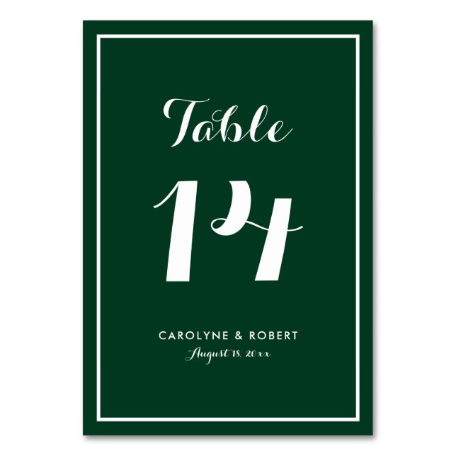 Numéro De Table Mariage Moderne Calligraphie Vert Forêt (Par défaut)