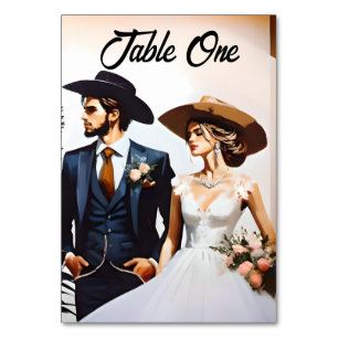 Numéro De Table Mariage moderne de style occidental Cowboy et Cowg