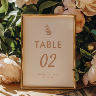 Numéro De Table Mariage Moderne Minimaliste Feuille de Palmier Bei