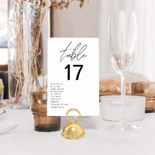 Numéro De Table Mariage moderne minimaliste noir et blanc