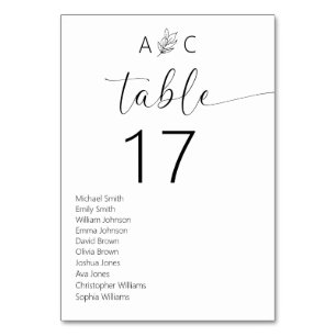 Numéro De Table Mariage moderne minimaliste noir et blanc