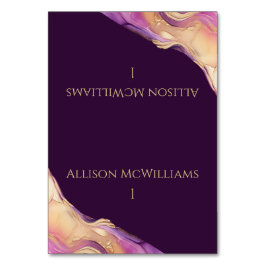 Numéro De Table Mariage moderne violet or -