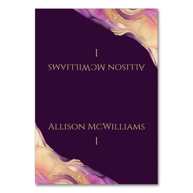 Numéro De Table Mariage moderne violet or - (Par défaut)