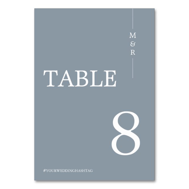Numéro De Table Mariage Monogramme bleu Dusty moderne (Par défaut)