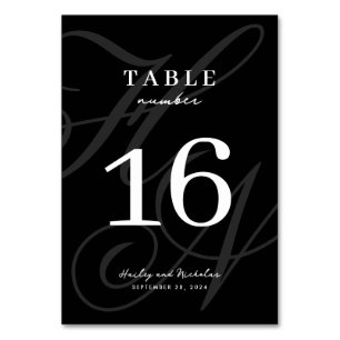 Numéro De Table Mariage Monogramme Elegance Moderne