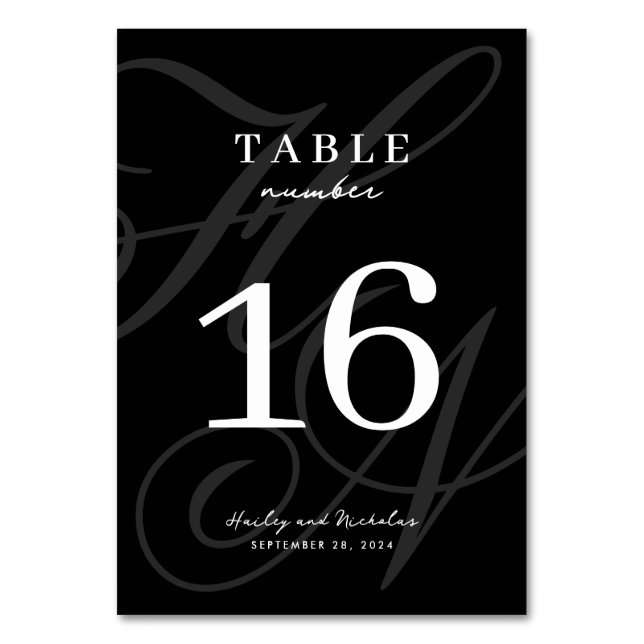 Numéro De Table Mariage Monogramme Elegance Moderne (Par défaut)