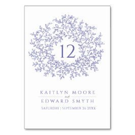 Numéro De Table mariage monogramme en cercle bleu