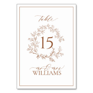 Numéro De Table Mariage Monogramme en terre cuite moderne