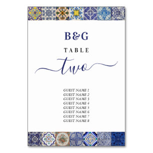 Numéro De Table Mariage Motif de tuiles portugaises méditerranéenn