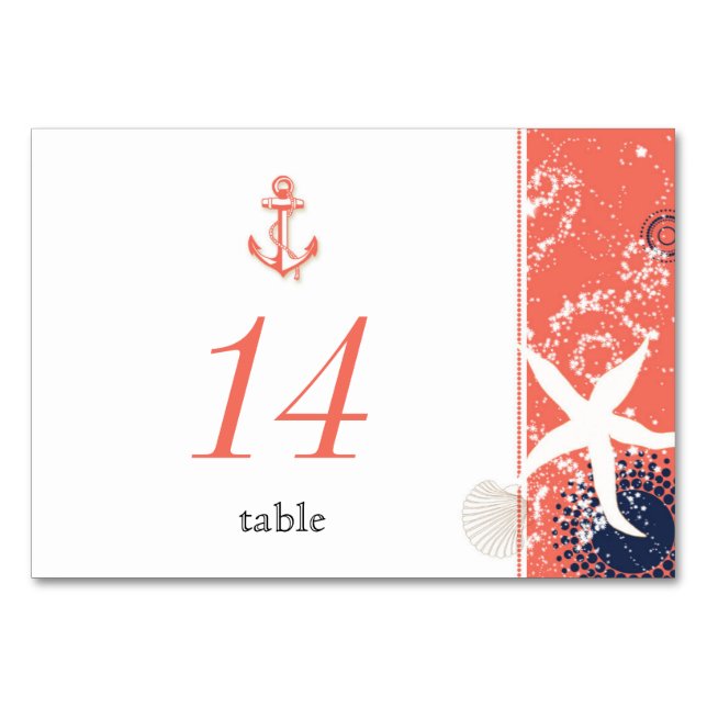 Numéro De Table Mariage nautique bleu marine (Devant)