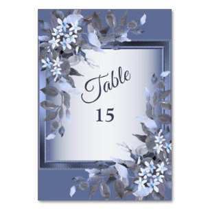 Numéro De Table Mariage Navy Blue Floral Silver Grey Party