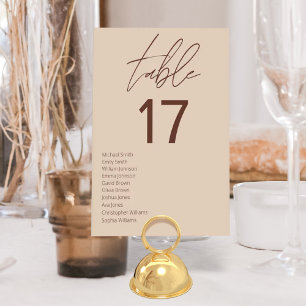 Numéro De Table Mariage neutre minimaliste en terre cuite Boho
