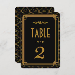 Numéro de table Mariage noir Art Déco