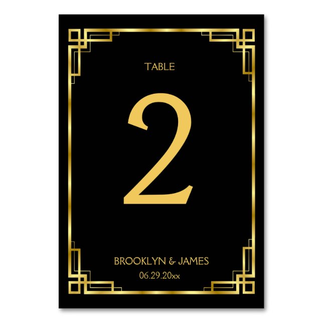 Numéro de table Mariage noir Art Déco (Par défaut)