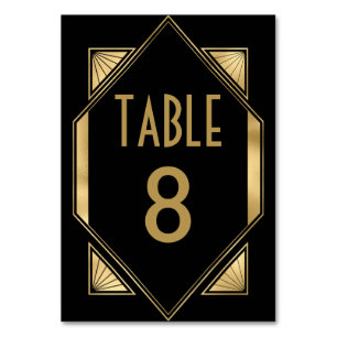 Numéro De Table Mariage Noir Art Déco Gold