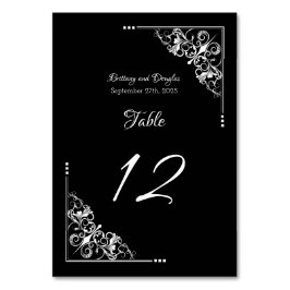 Numéro De Table Mariage noir moderne