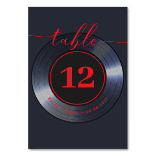 Numéro De Table Mariage noir Retro Vinyl Record