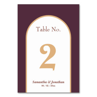 Numéro De Table Mariage oriental rétro simple et violet