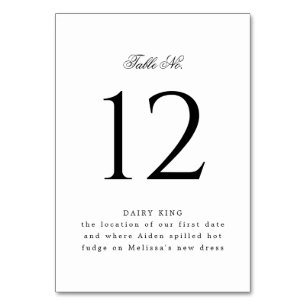 Numéro De Table Mariage ou événement noir et blanc classique
