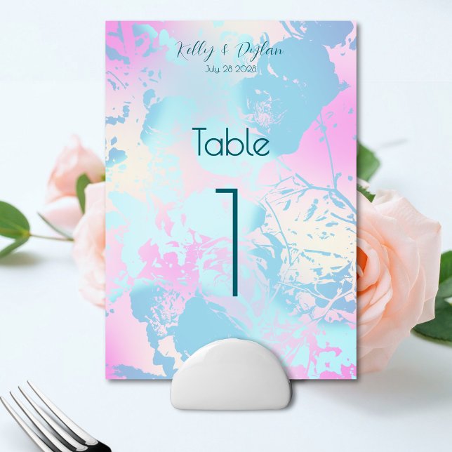 Numéro De Table Mariage pastel abstrait moderne (Créateur téléchargé)