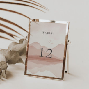 Numéro De Table Mariage paysage de la chaîne de montagnes Blush