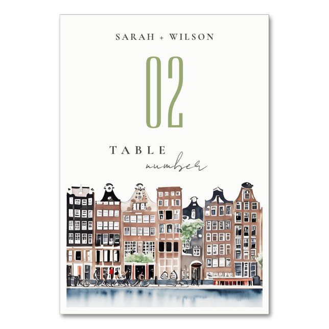 Numéro De Table Mariage paysager du canal néerlandais d'Amsterdam (Par défaut)