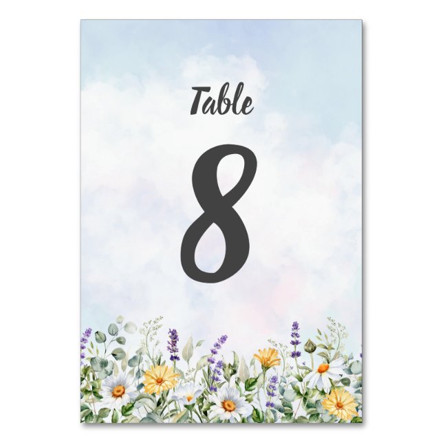 Numéro De Table Mariage personnalisé aquarelle fleur sauvage Bohèm (Par défaut)