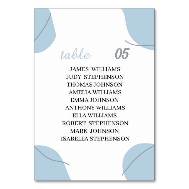 Numéro De Table Mariage personnalisé bleu (Par défaut)