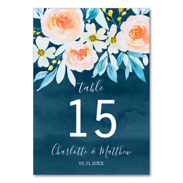 Numéro De Table Mariage personnalisé couleur bleu marine (Par défaut)
