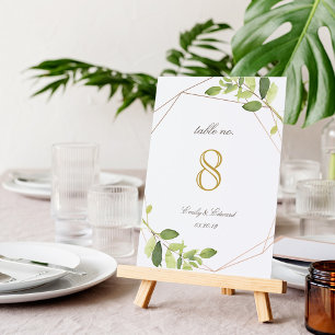 Numéro De Table Mariage Personnalisé Géométrique Moderne avec Verd