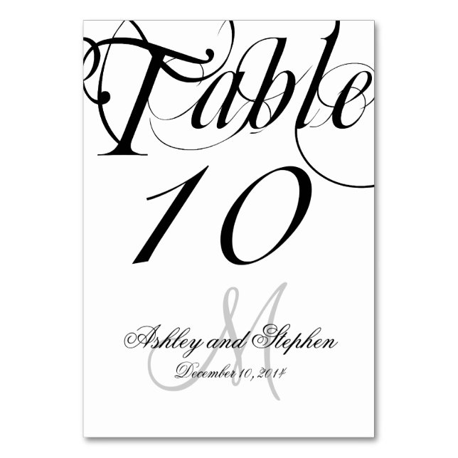Numéro De Table Mariage personnalisé noir et blanc (Par défaut)