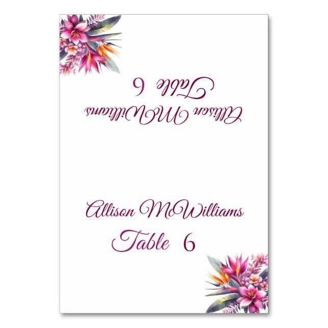 Numéro De Table Mariage Place carte-Aquarelle Tropical Bliss (Par défaut)