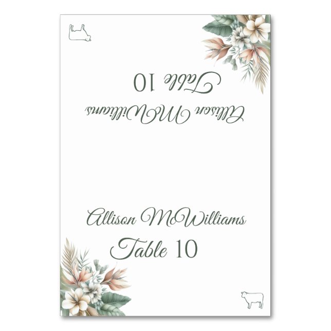 Numéro De Table Mariage Place carte-Tropical Elégance-Viande- (Par défaut)