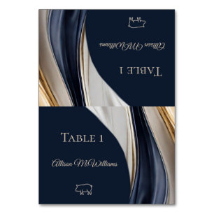 Numéro De Table Mariage Placer les cartes-Icône de Porc Bleu Blanc