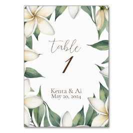 Numéro De Table Mariage Plumeria personnalisé