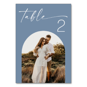 Numéro De Table Mariage poussiéreux bleu côtier Photo moderne au