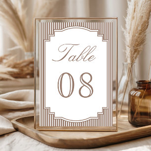 Numéro De Table Mariage Rayé Brun Classique Moka
