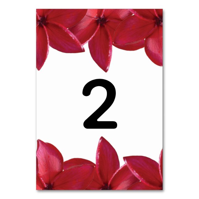 Numéro De Table Mariage Red Plumeria Frangipani (Par défaut)