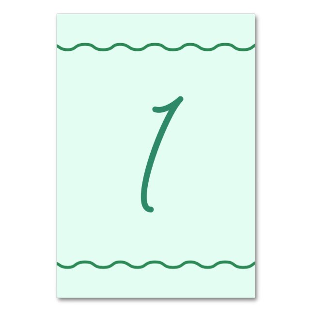 Numéro De Table Mariage rétro Mint Wavy (Par défaut)