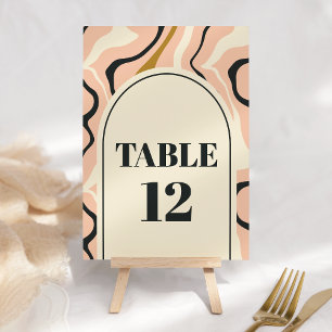 Numéro De Table Mariage Rétro Tourbillon Arche Rose Noir Or Crème