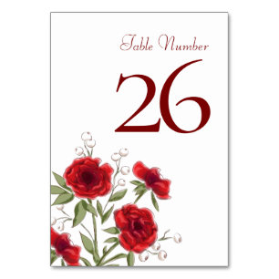 Numéro De Table Mariage Romantique Rose Rouge