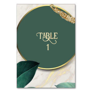 Numéro De Table Mariage rond Emerald Green