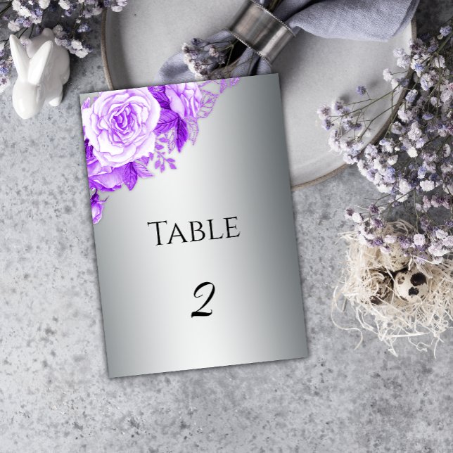 Numéro De Table Mariage Rose Boho Silver et Purple (Créateur téléchargé)